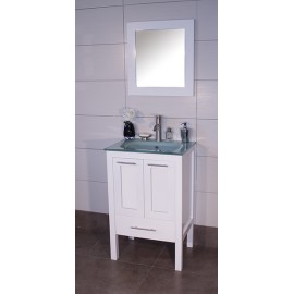 Asti 24" White, Glass Top w/Solid Doors